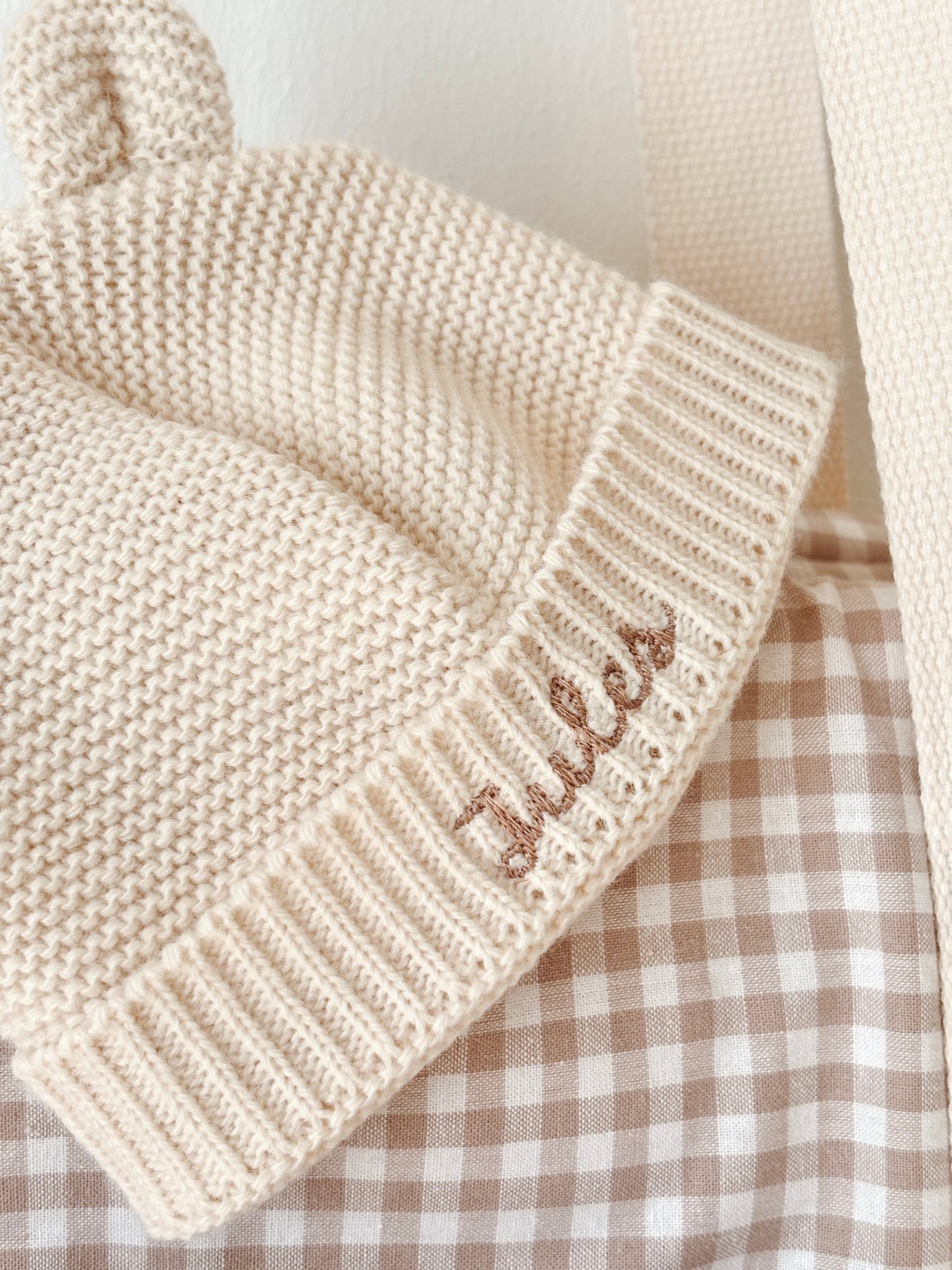 Bonnet de Naissance personnalisé - Beige