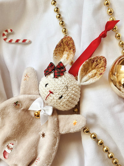 Suspension Lapin de Noël personnalisée avec Prénom