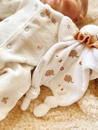 Doudou oie à motifs « Éléphants »