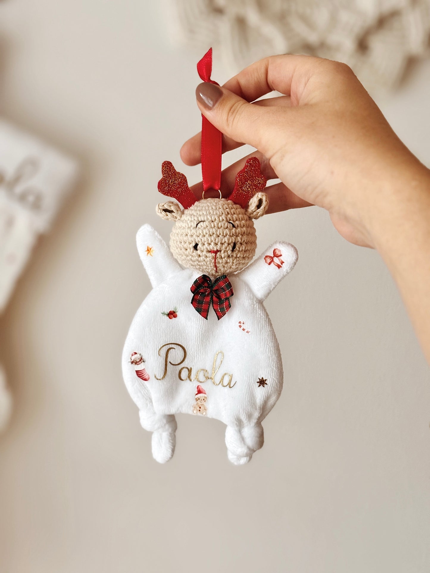 Suspension Cerf de Noël personnalisée avec Prénom