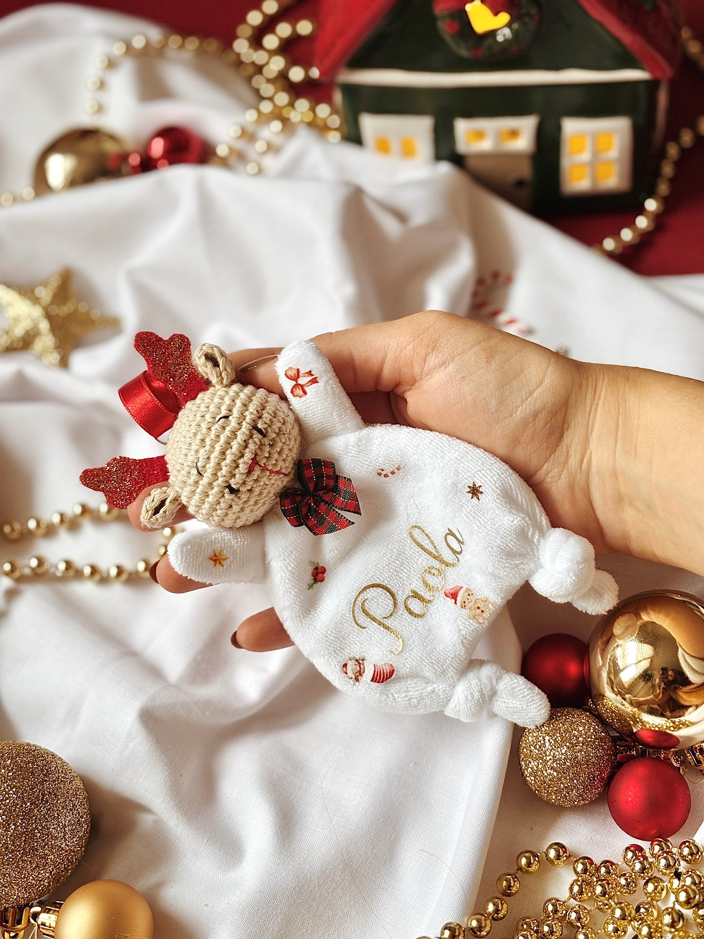 Suspension Cerf de Noël personnalisée avec Prénom