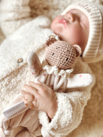 Mini doudou attache tétine Ourson d’amour