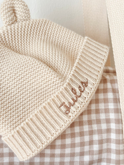 Bonnet de Naissance personnalisé - Beige