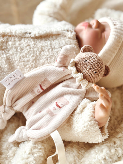 Mini doudou attache tétine Ourson d’amour