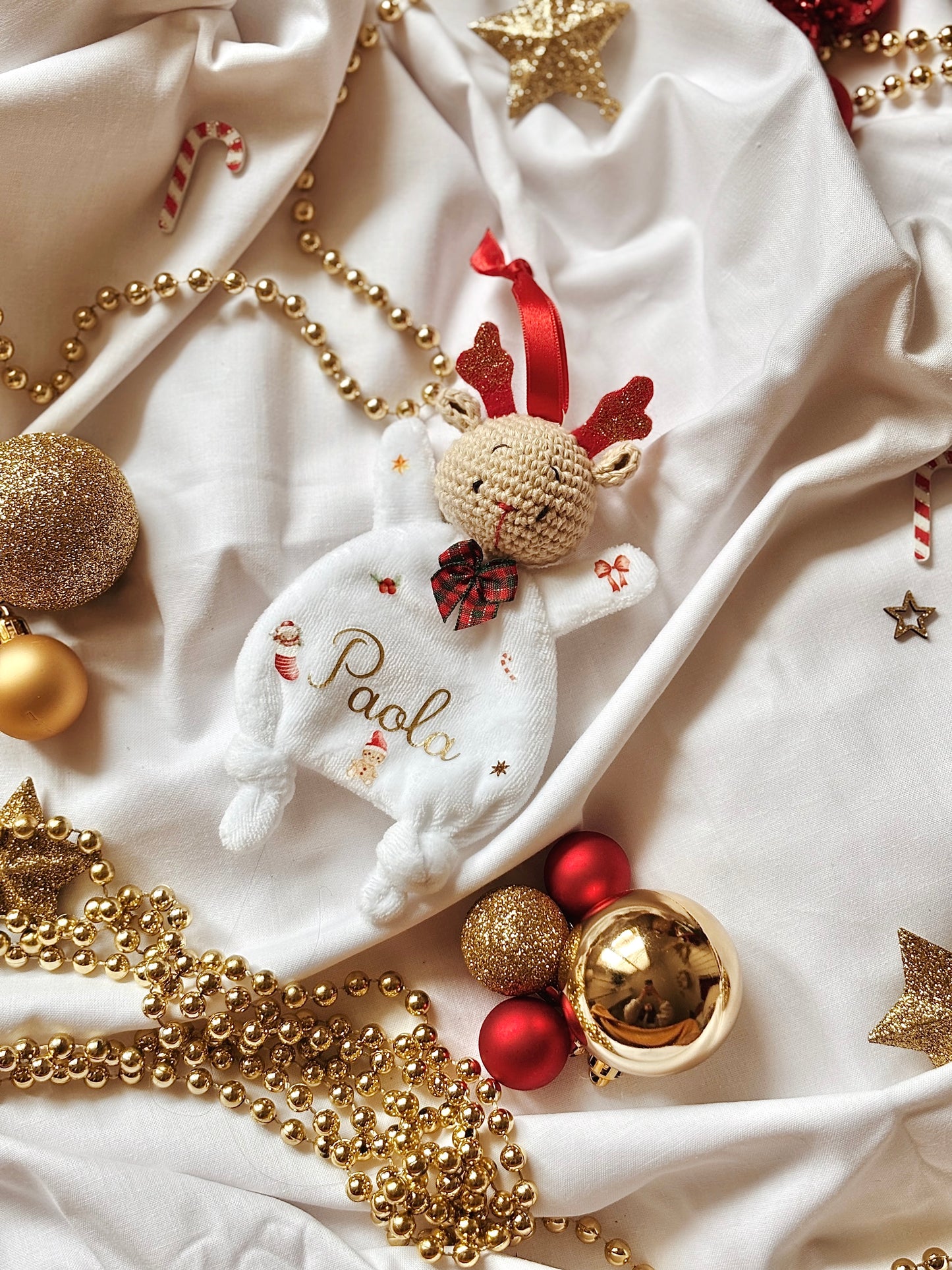 Suspension Cerf de Noël personnalisée avec Prénom